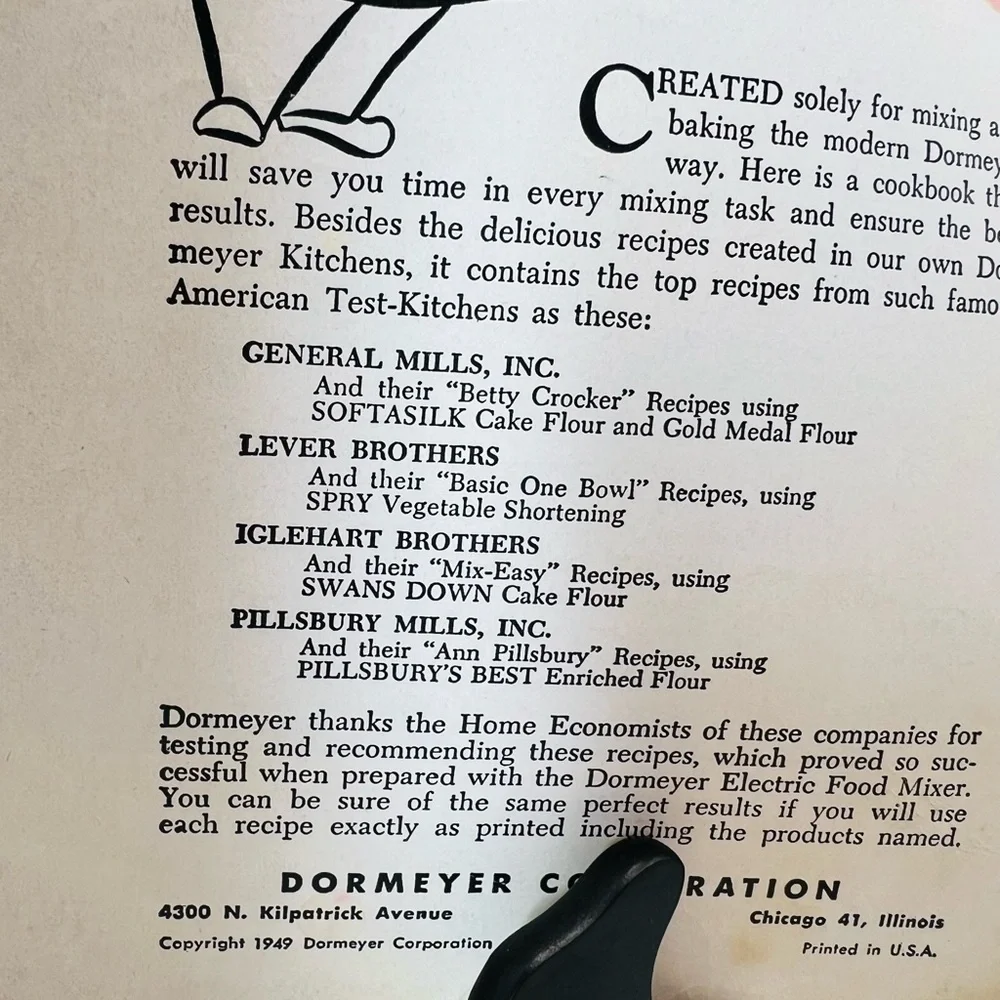 1949 Dormeyer Electric-Mix Treasure Book Vintage Mixer Cookbook Manual
